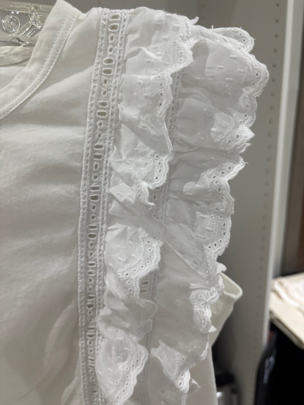 Veronica Beard White Ruffle Eyelet Shell - Picture 7 of 9